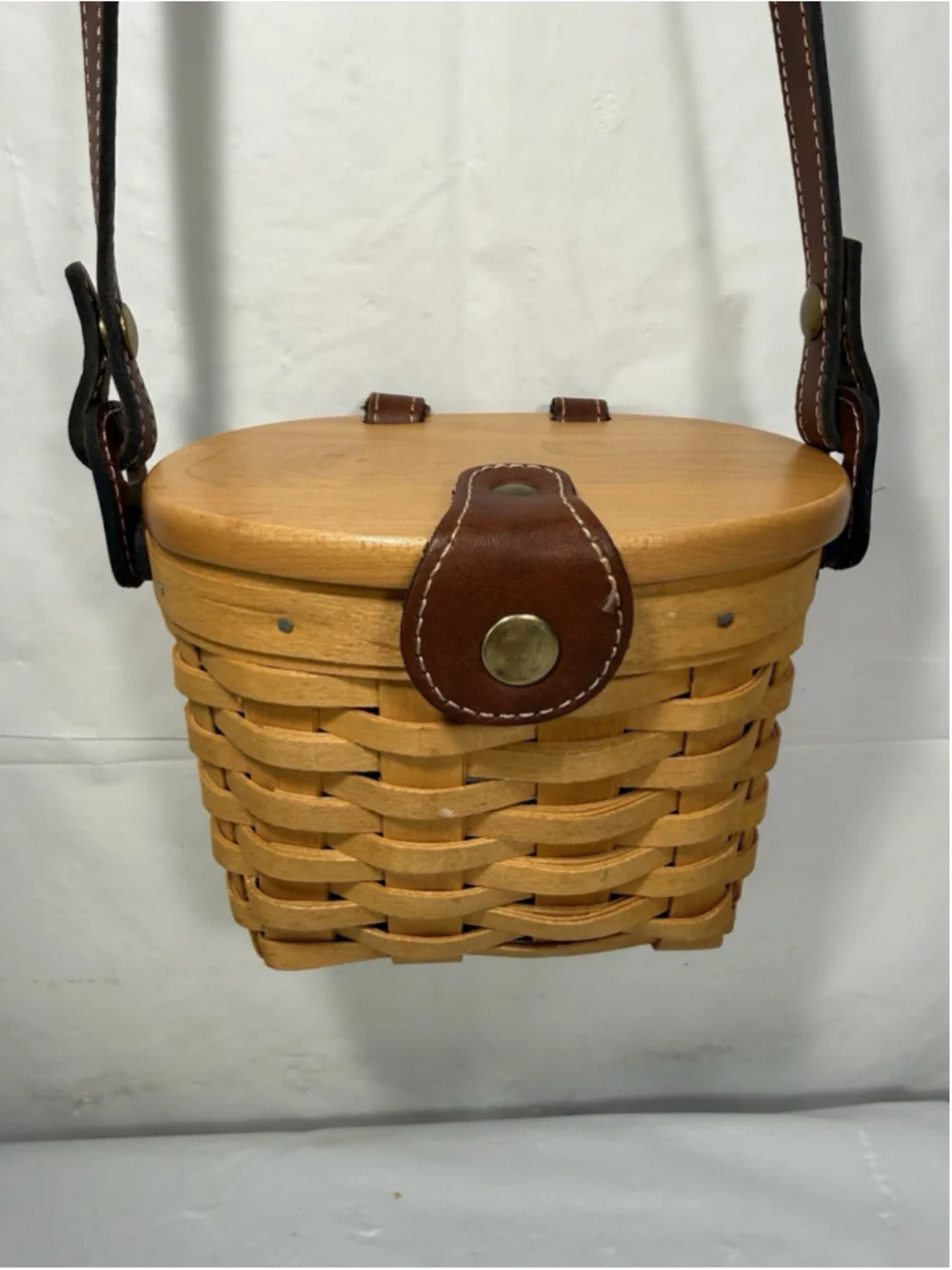 Longaberger Homecoming Bee Station 2000 Kiddie Basket Purse Leather Strap rare